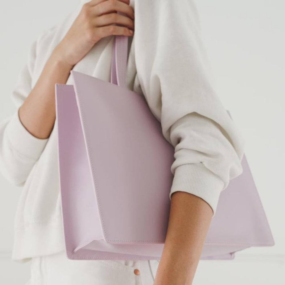 Baggu Large Leather Retail Tote - pale orchid
